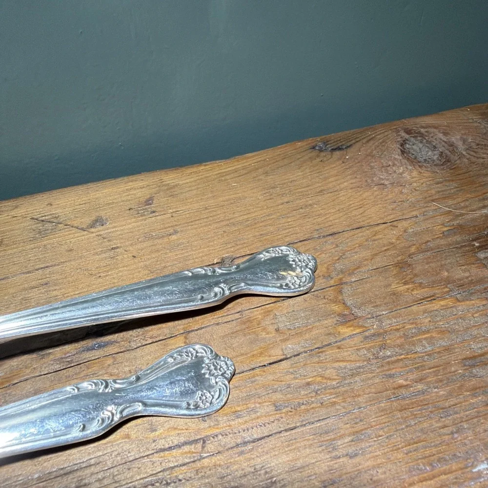 Rogers and Bros Silver Plate Serving Fork and Spoon Daybreak Elegant Lady Set 9